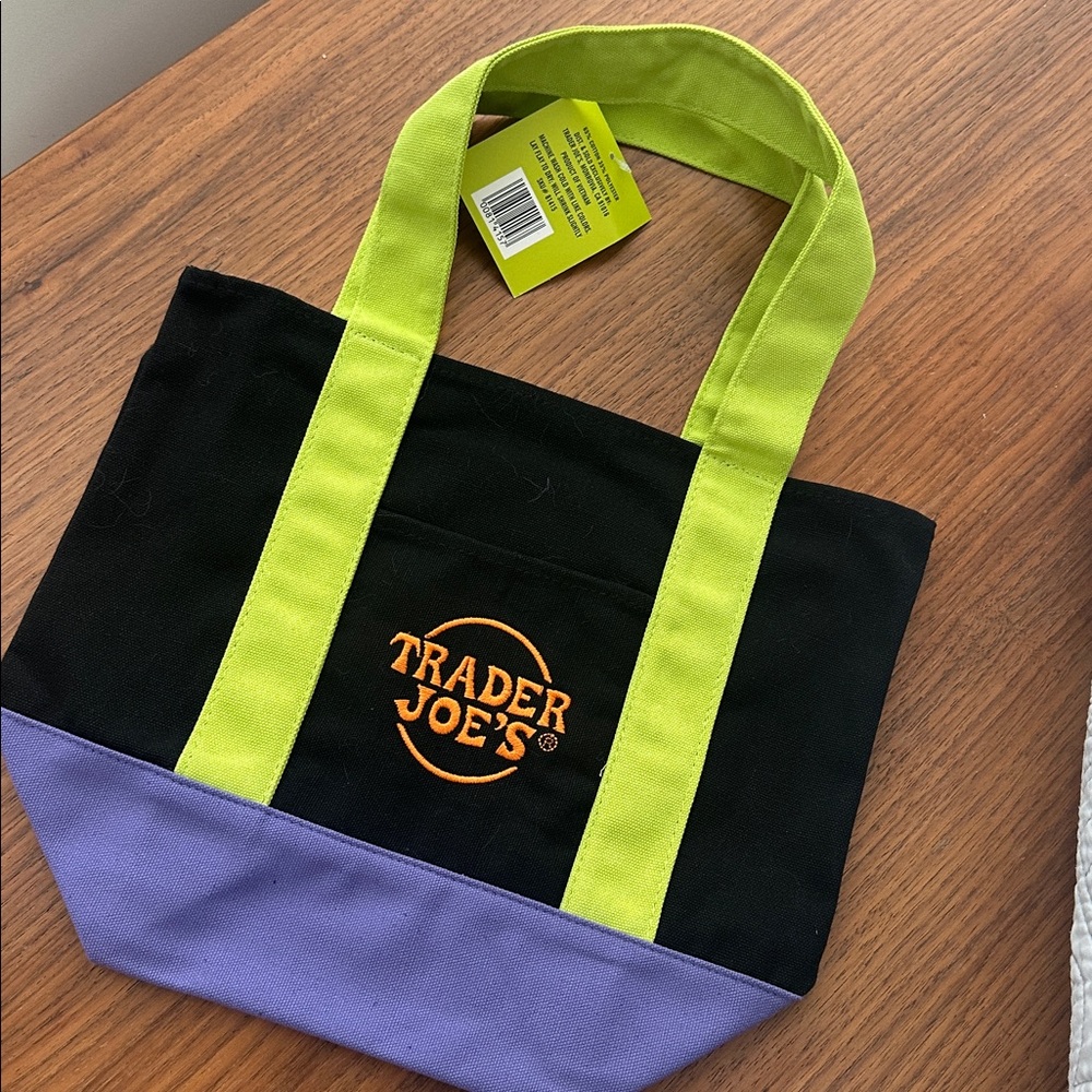 Trader Joe's Black and Purple Tote Bag